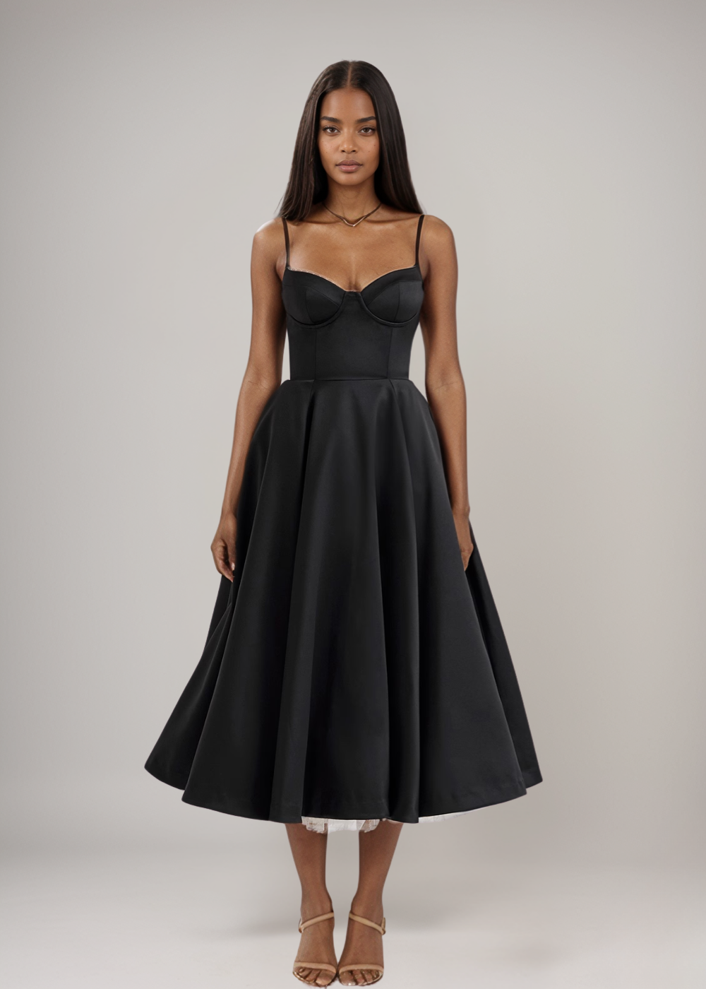 Sofie | Satiniertes Bustier-Midikleid