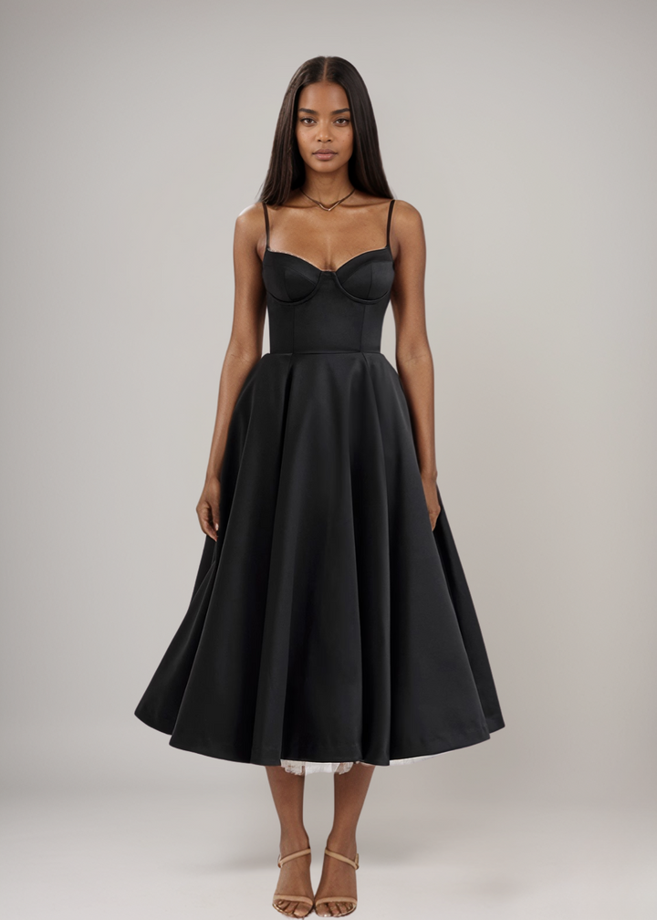 Sofie | Satiniertes Bustier-Midikleid